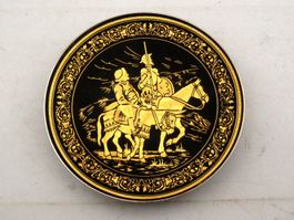 Plat damasquiné Tolède noir & or Damasziert Don Quichotte