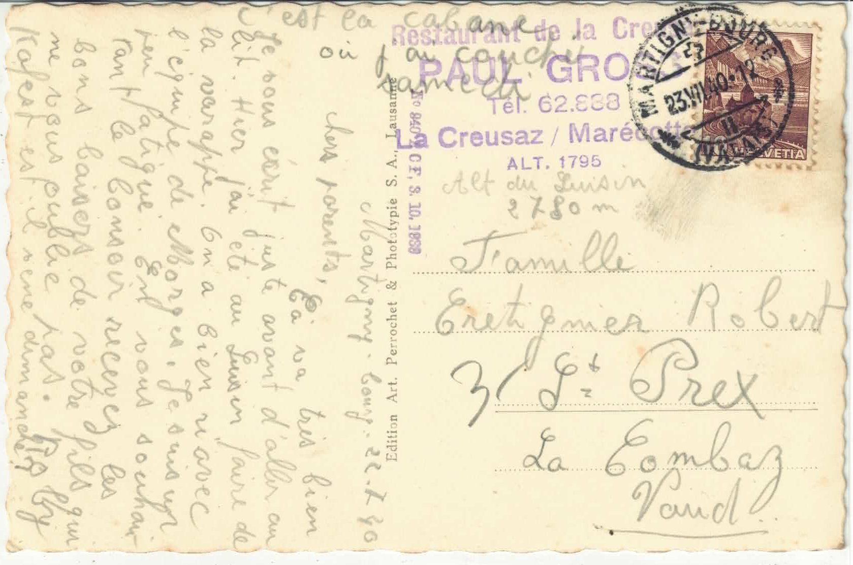 Cartoline postali: Restaurant de la Creusaz et le Mt. Blanc – Usato da Ettingen venduto da Kartenplanet 1