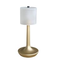 Kabellose Akku Tischleuchte Zylinder gold/ Glas weiss