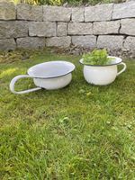 2er Set Emaille-Becken/Topf, Vintage Landhaus-Stil, vielseit