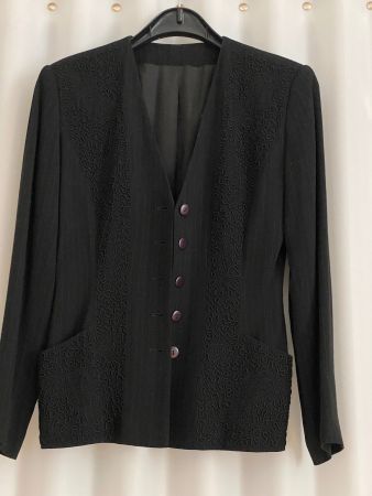 Vintage Damenblazer, Gr. 36, schwarz bestickt, aus den 90er