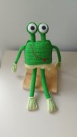 Handmade Crocheted Two-Eyed Monster Rattle Toy - Green Gift!