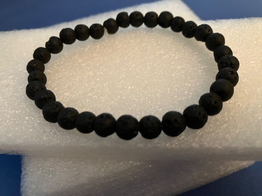 Damen-Armband Mit Lavastein-Perlen – Chakra-Armband, Schwarz, Verstellbar, Geflochten, 7-5 Zoll