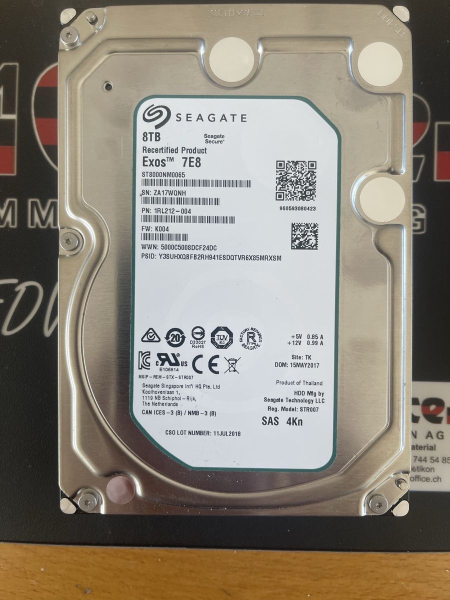 Seagate Harddisks: Seagate Exos 7E8 8TB SAS 4Kn Festplatte Recertified"} – Gebraucht aus Wängi von Bmo