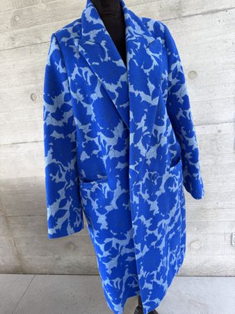 Mantel VIKTORIA BECKHAM blau gemustert Groesse 42 neuwertig