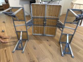 Outwell Campingtisch klappbar mit Sitzbank Holz Optik