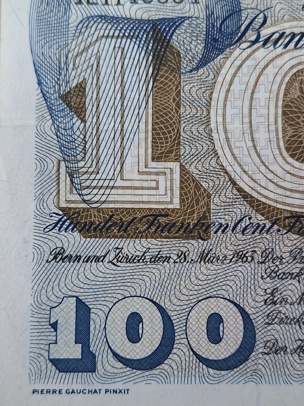 Billets de banque: Schweizer Banknote 100 Franken, JG 1963 – D'occasion à Lohn-Ammannsegg par Beo71 2