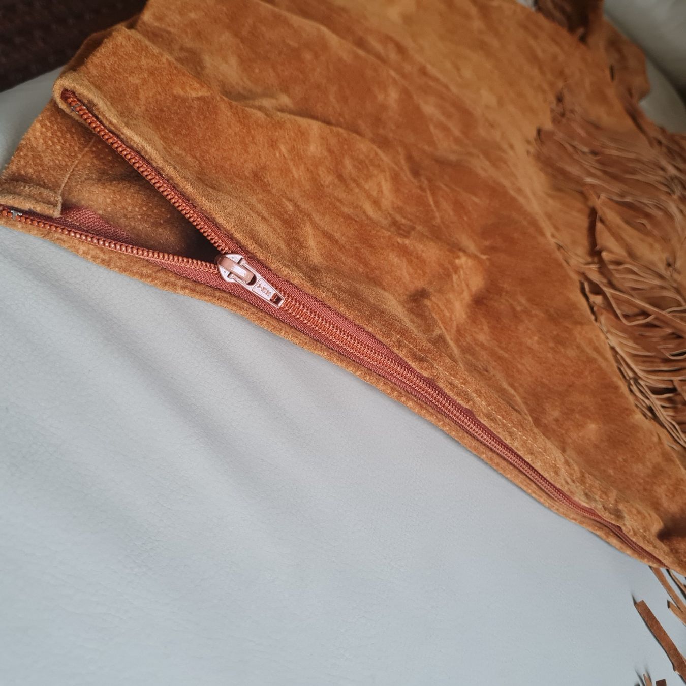 Hemden: Lederhemd Scully mit Fransen in braun , Grösse M – Gebraucht aus Coeuve von Nelly2 3