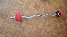 Hantelset mit SZ-Stange und Kurzhanteln +Gewicht, Sportstech