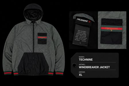 Technine Windbreaker Jacke grau Grösse XL
