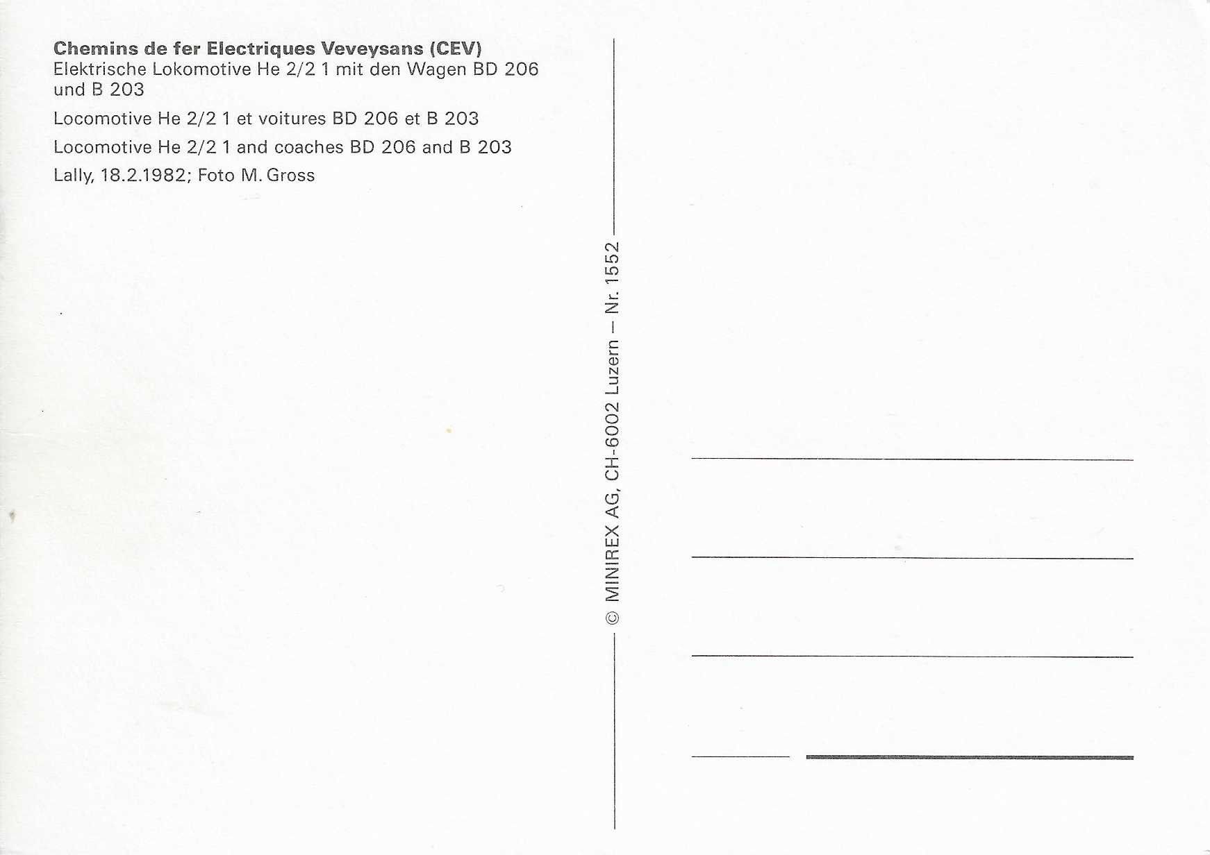 Cartoline postali: Chemins de fer Electriques Veveysans He 2/2 – Nuovo (secondo la descrizione) da Rothrist venduto da Stranglehold 1