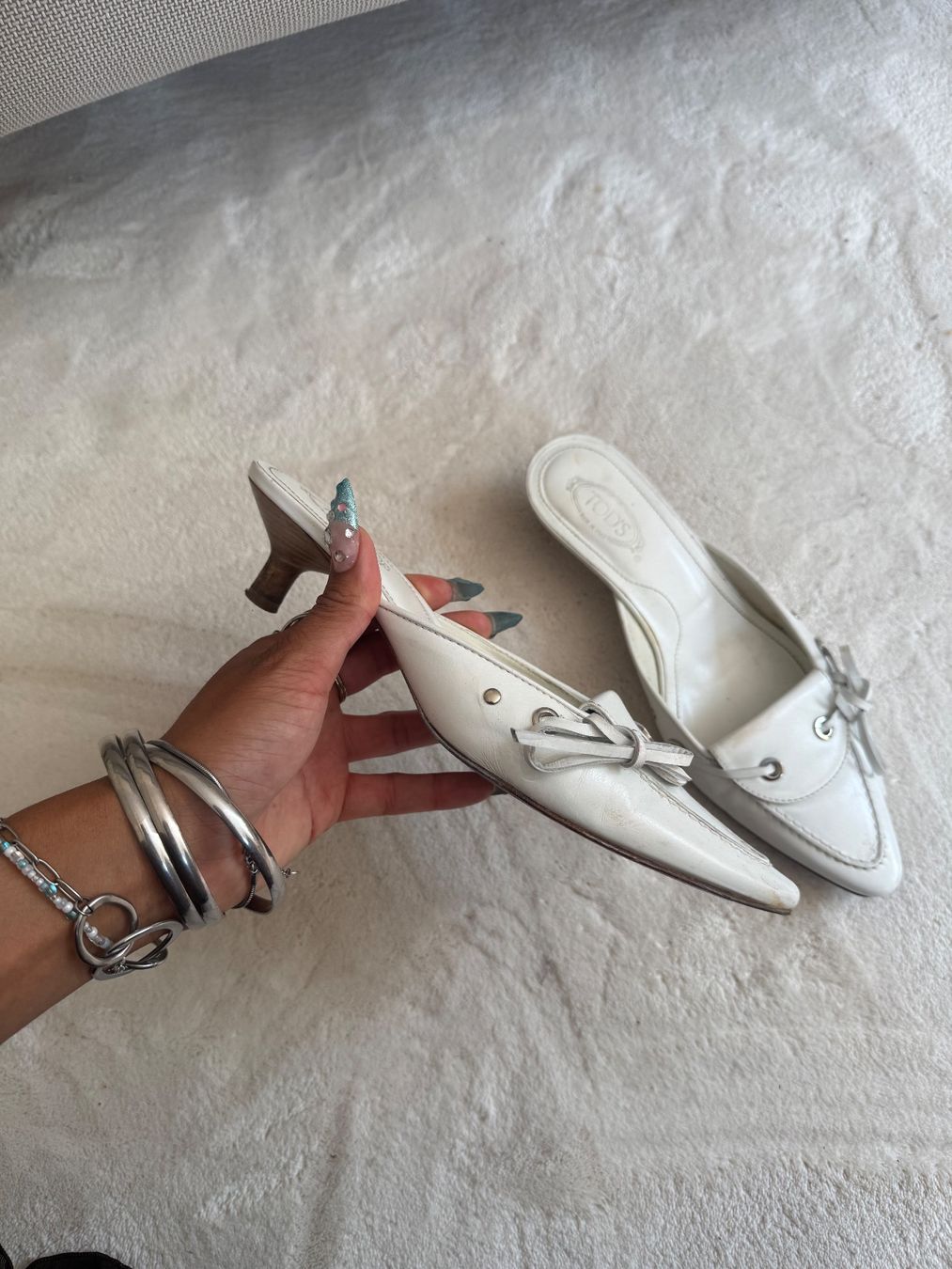 Tod'S Scarpe da donna: TOD’S White Leather Mules – Usato da Wabern venduto da lenaakunz 1
