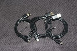 3 x schwarz USB-C Ladekabel Datenkabel samsung s23 s24 s22