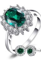 Set Sterling Silver 925 LadyDi ring & earrings Green