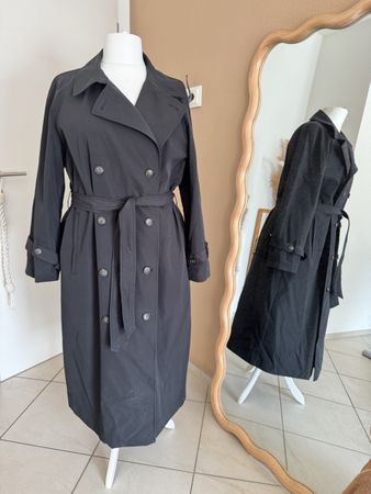 Klassischer Damen Trenchcoat / Regen, Schwarz, Gr.46