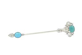 Türkis Diamant Brosche GÜBELIN 18K Gold & Platin *S2628
