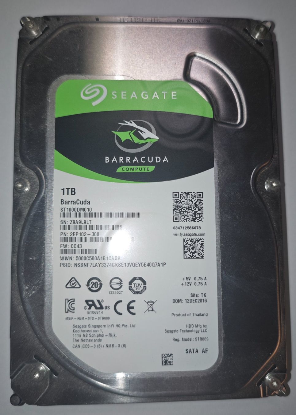 Seagate Dischi rigidi: SEAGATE BarraCuda 1TB HDD ST1000DM010 – Usato da Rüti ZH venduto da luck-y
