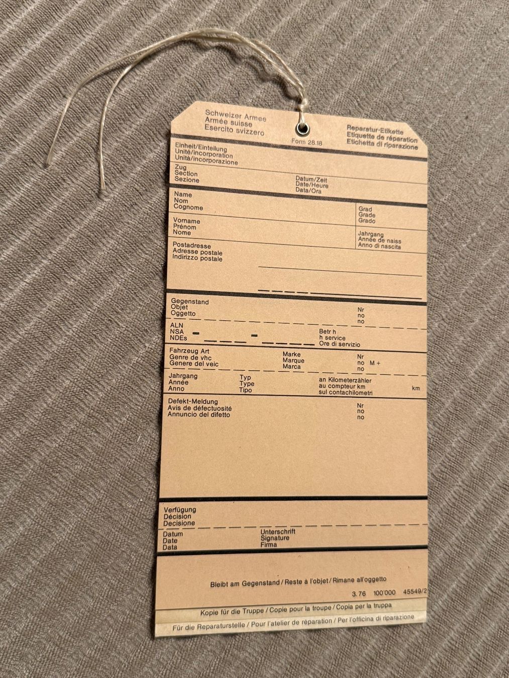 Schweizer Armee Plaketten & Abzeichen: Rep-Etikette von 1976 - Schweizer Armee – Gebraucht aus Brütten von Hst1