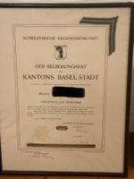 Beförderungsurkunde Basel Stadt 1932 Militär Lieutenant