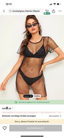 Shein Cover Up Top mit Sternen in schwarz, Gr. XS