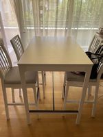 IKEA EKEDALEN Bartisch mit 4 Barhockern  weiss/hellgrau
