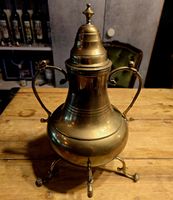 Alte Messing Kranenkanne, Kaffeekanne, Dröpelminna