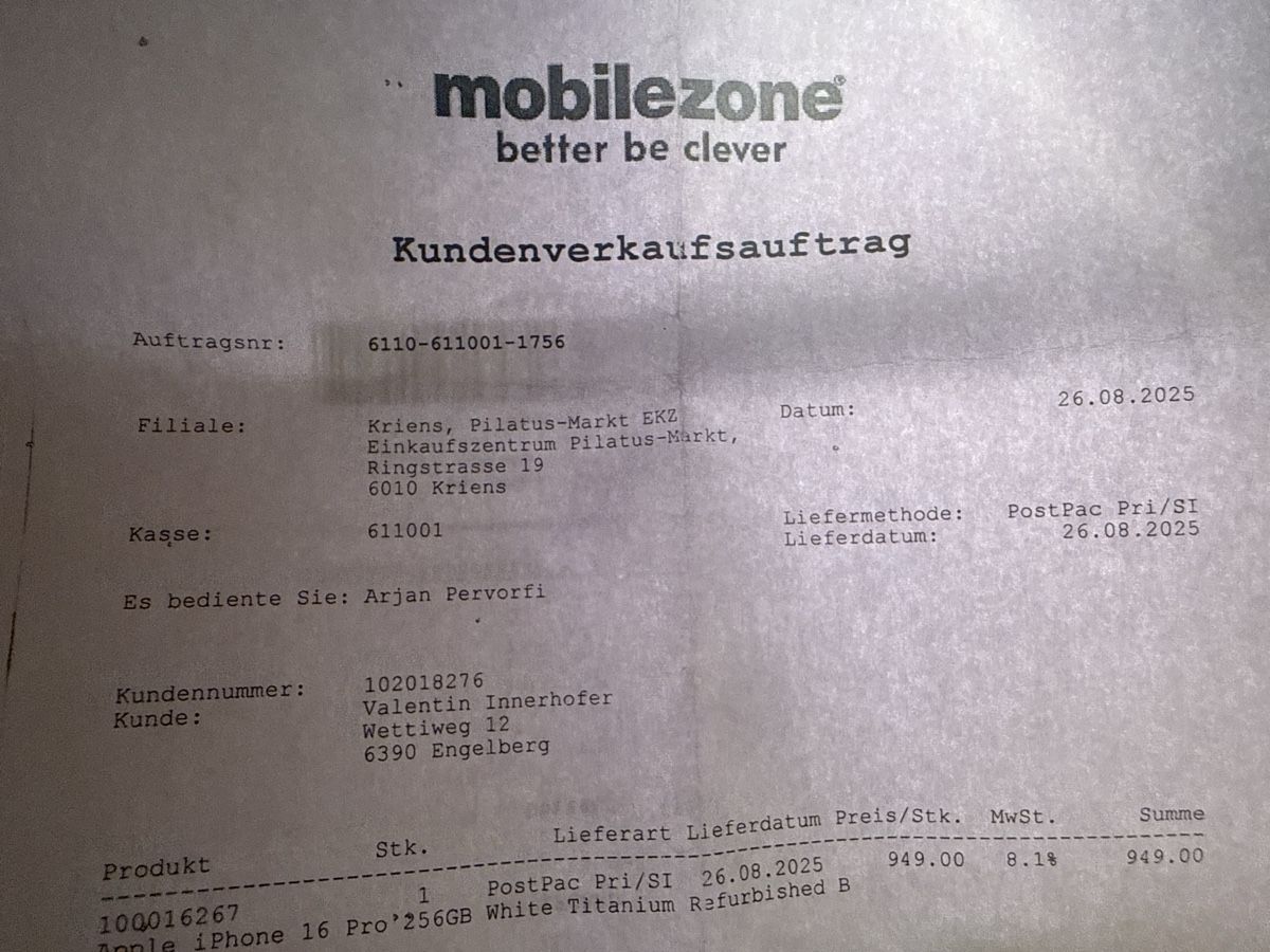 Apple Handys / Smartphones: iPhone 16 pro 256 GB – Gebraucht aus Engelberg von Tieger3 2