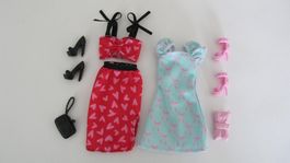 Schöne Barbie Sommer Puppenkleider mit Schuhen & Handtasche
