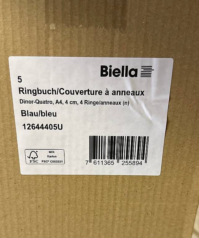 Biella Ordner: 5 Stk. Ringbuch/ Ordner Dinor-Quatro  A4 blau – Neu und originalverpackt aus Necker von liq24 3