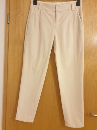 Pantalon, S/36, velours côtelé, blanc cassé, 75%coton