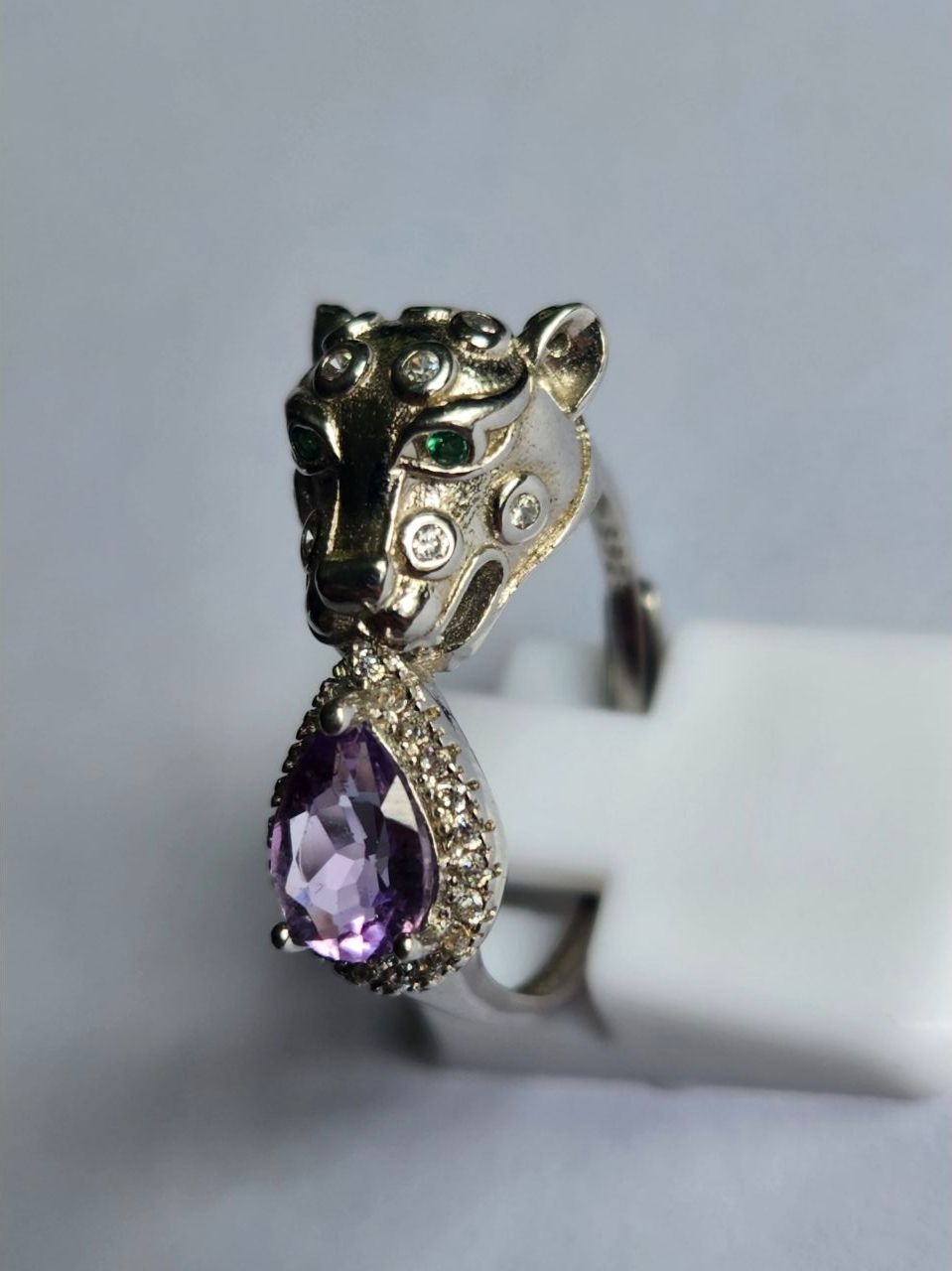 Anelli: Panther Silberring mit Echtstein 925 Silber Verstellbar – Usato da St. Gallen venduto da GIULESGG 4