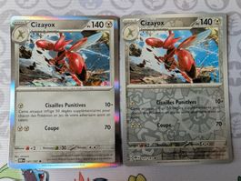 Lot 2 cartes Pokémon FR Cizayox holo/reverse (OBF)
