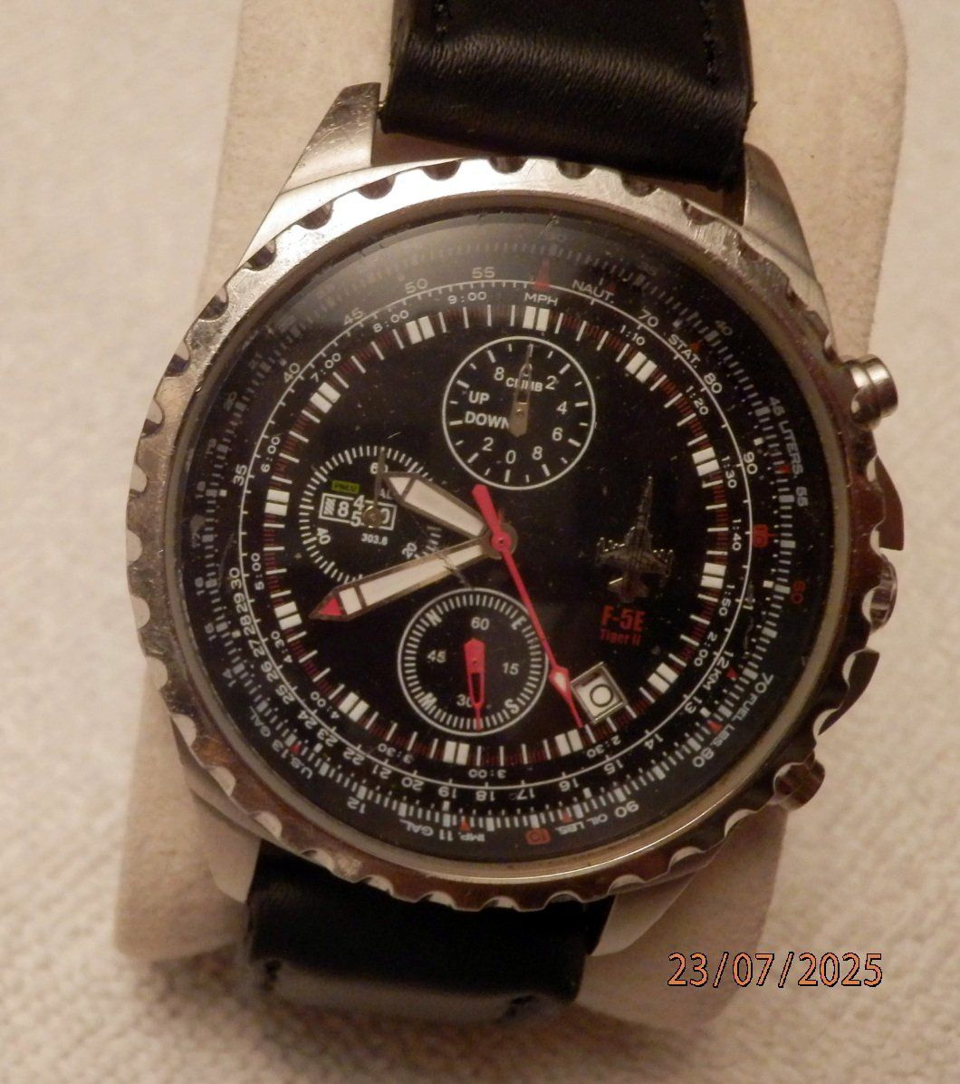 Swiss Orologi: F-5E Tiger II, Kampfjetuhr, Quartz, Datum, Chronograph, 46mm – Usato da Ueberstorf venduto da dinbau 1