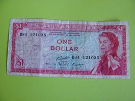 Banknote 1 Dollar 1965, East Caribbean Currency, Gebraucht