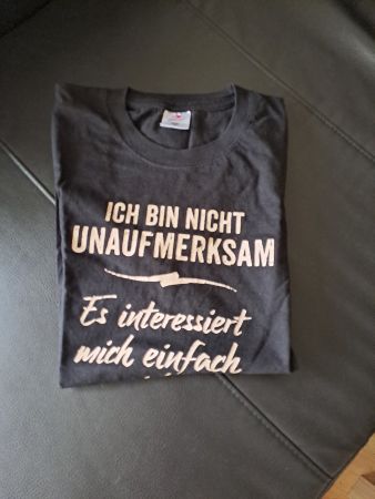 T-shirt, schwarz, mit Spruch, Grösse S