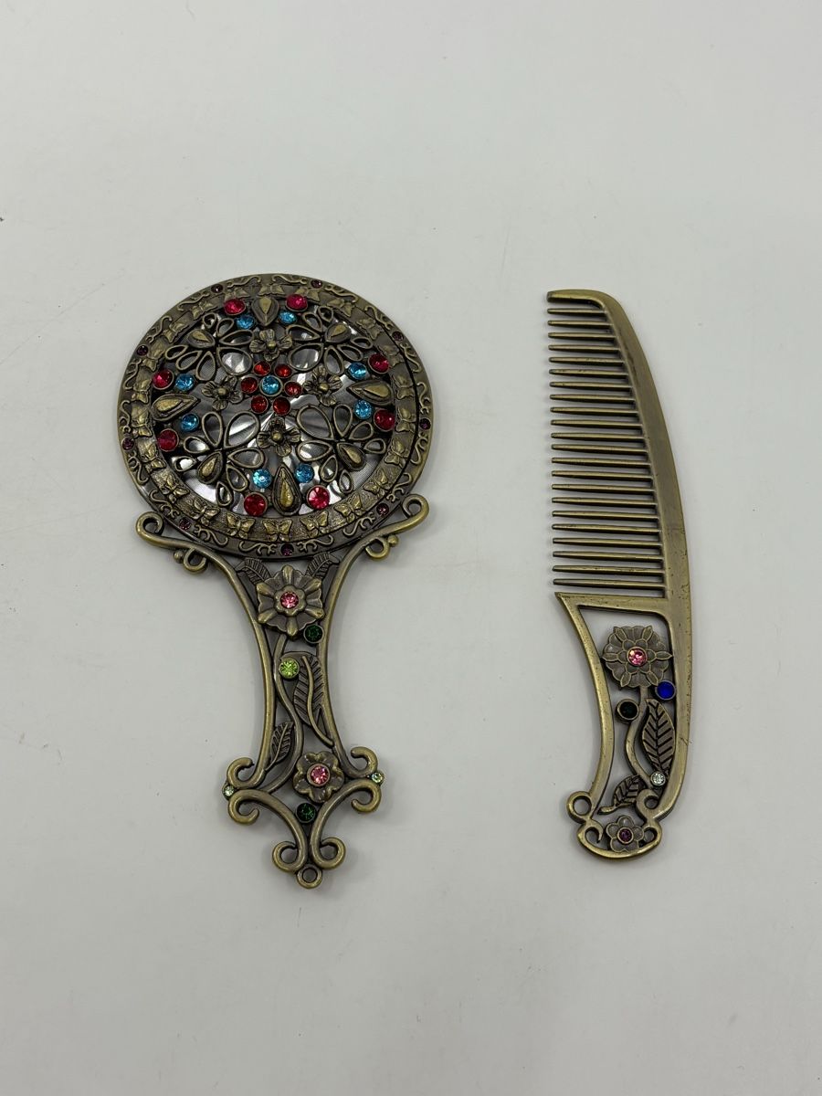 Sonstige Haarpflege: Antikes Spiegel- und Kammset mit Strass – Gebraucht aus Herisau von Seyashop1 1