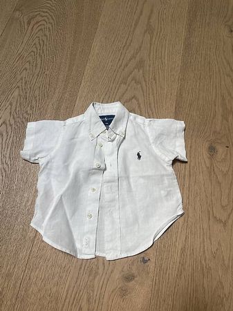 Ralph Lauren Hemd Gr. 74 9 Monate weiss Leinenhemd