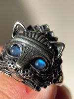 Premium Vintage-Ring mit Blauer Mondstein Verstellbar