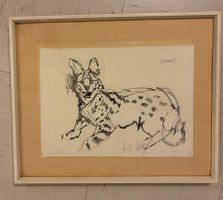Bild: gerahmte Zeichnung Luchs / Serval, Fritz Hug