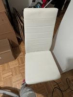 4 Chaise de salle à manger, cuir synthétique, blanc, bon éta
