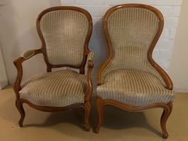 Ensemble (zwei) Philippe Fauteuil und Chauffeuse ca. 1880