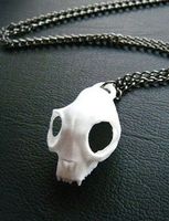 Halskette Skull Schädel Katzenschädel weiss *NEU*