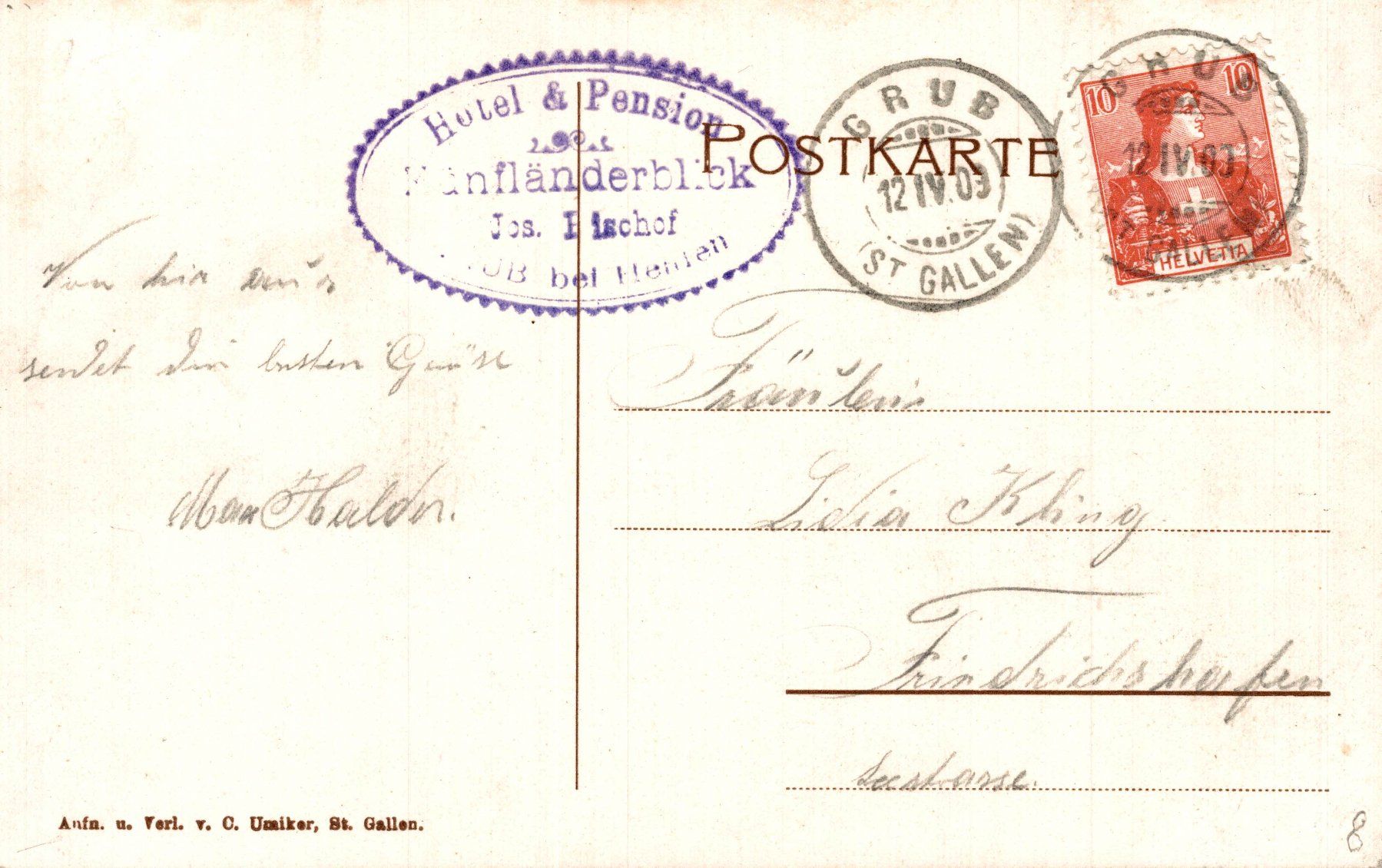 Cartes postales: Grub mit Fünfländerblick und Bodensee – D'occasion à Bronschhofen par Astore 1