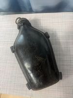 Antike Schweizer Militär Feldflasche Leder Glas um 1880