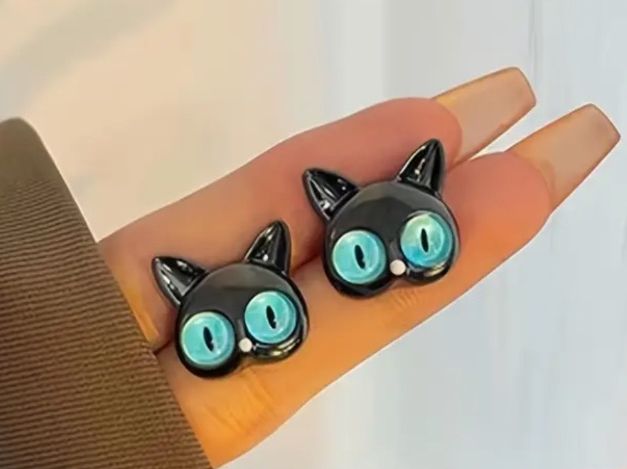Orecchini pendenti & Orecchini a lobo: Schwarze Katze (Crazy CAT) Ohrstecker – Nuovo (secondo la descrizione) da Gams venduto da Mariawicca 2