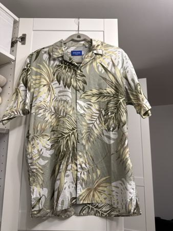 Jack & Jones Herren Hemd, Sommer Palmen Muster, Grösse L