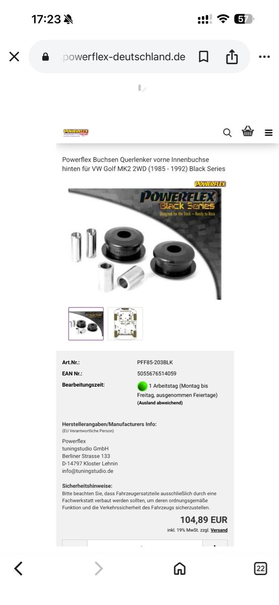 VW Tutti pezzi di ricambio auto: Vw Golf G60 GTi verstärkte Querlenker – Nuovo (secondo la descrizione) da Sargans venduto da tdipower95 6