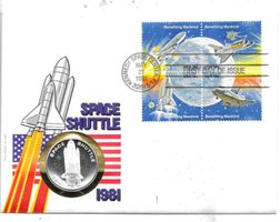 Numisbrief Space Shuttle 1981 Silber 0.999 ca.17 Gramm