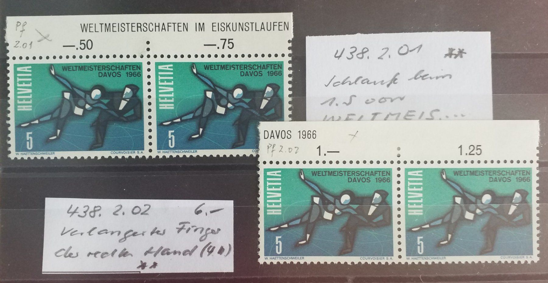 Tous les timbres: 2277) 438.2.01 und 02 beide Abarten p – Neuf (Voir description) à Baden par Eggi