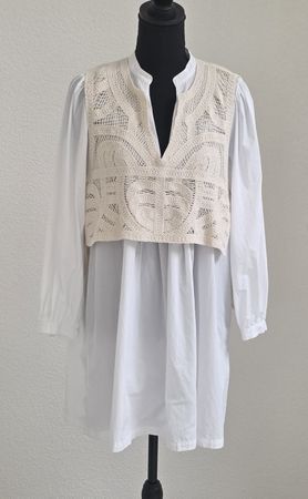 Damen Hemd/Bluse Zara Weiss gehäkelt Gr M